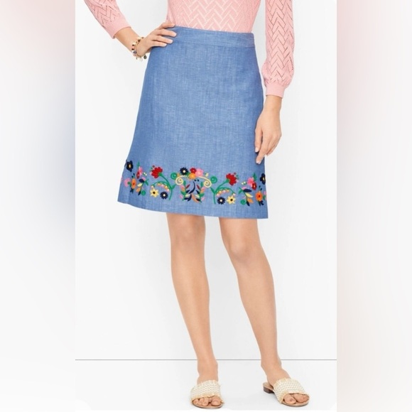 Talbots embroidered A line skirt size‎ 8 - Picture 2 of 10